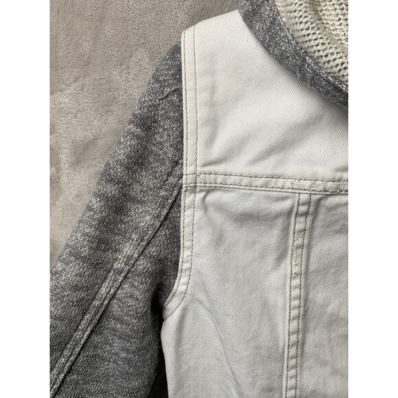 FREE PEOPLE CASUAL TERRY CLOTH JACKET WOMENS Size SMALL WHITE DENIM 39F434J138 - Picture 11 of 15